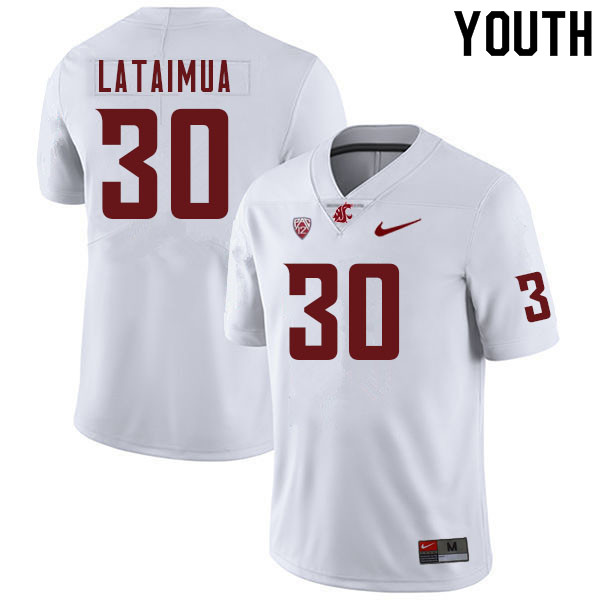 Youth #30 Jackson Lataimua Washington Cougars College Football Jerseys Sale-White - Click Image to Close